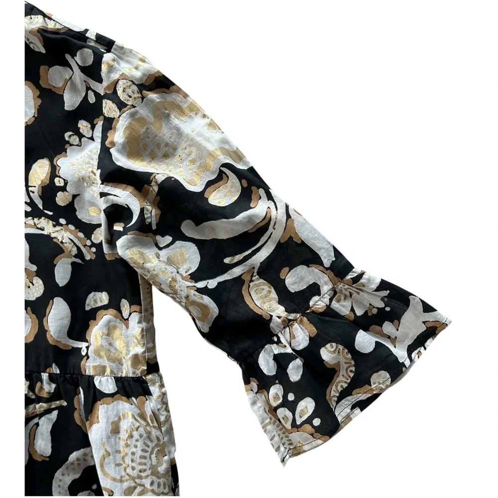 JUDE CONNALLY Faith Cotton Voile  Dress Grand Floral Black Gold XL NWT $198 - Picture 5 of 14